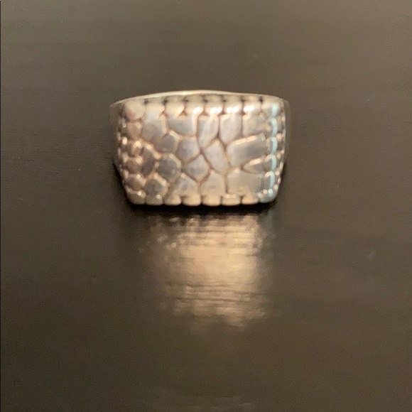 Jewelry - Tortoise Shell Design Pattern Block Geometric Large 925 Silver Ring